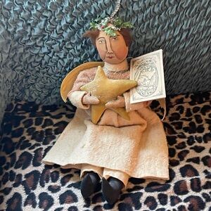 Charming Angel Ornament with Gold Star